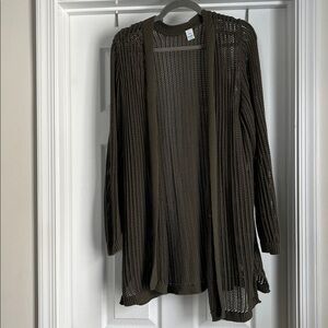 Old Navy Olive Green Longline Open Stitch Cardigan